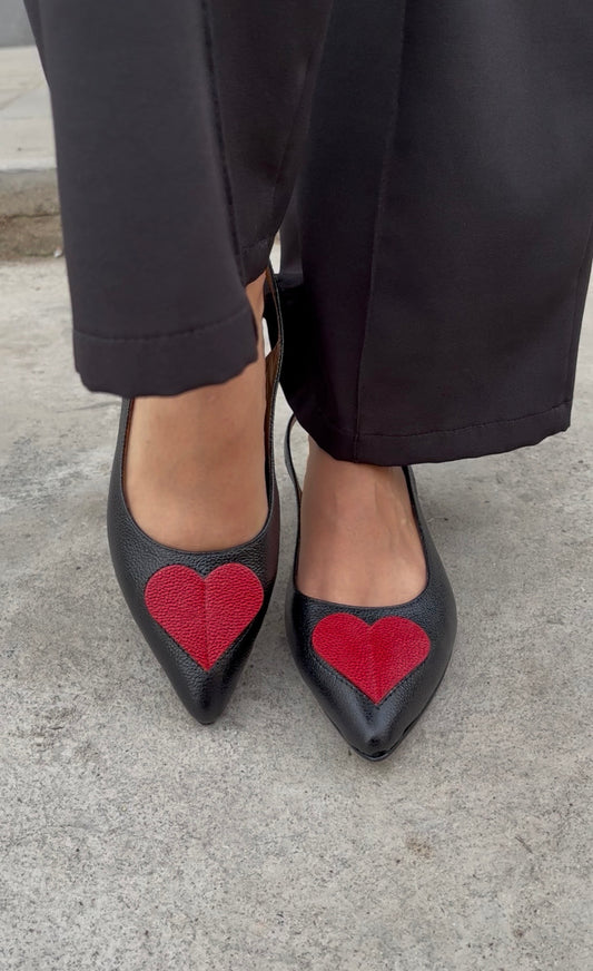 Baletas corazón rojo